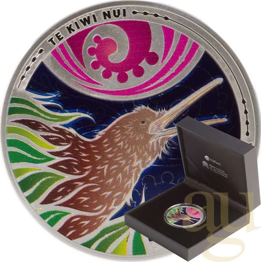 1 Unze Silbermünze Neuseeland Kiwi 2026 - polierte Platte - coloriert