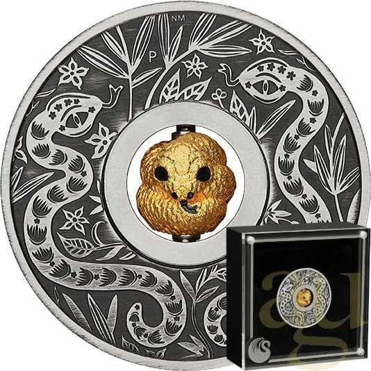 1 Unze Silbermünze Tuvalu Rotating Charm Schlange 2025 - Antik Finish