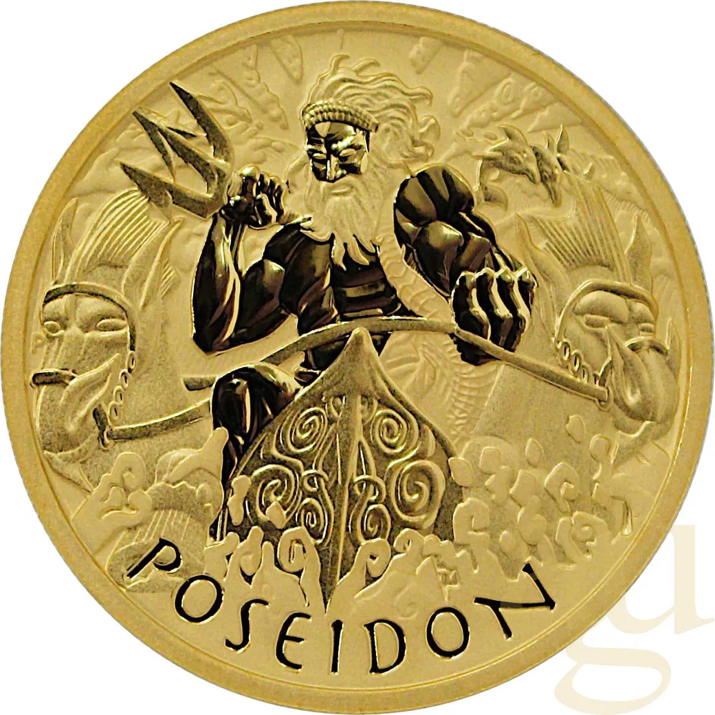 1 Unze Goldmünze Tuvalu - Gods of Olympus - Poseidon 2021