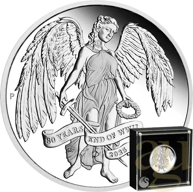 1 Unze Silbermünze Australien 80 Jahre End of WWII - Winged Victory 2025 - proof