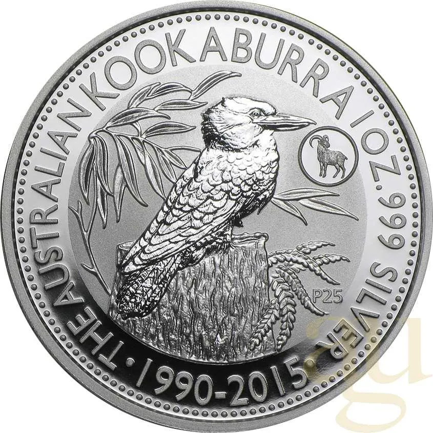 1 Unze Silbermünze Australien Kookaburra 2015 - Privy Mark Ziege