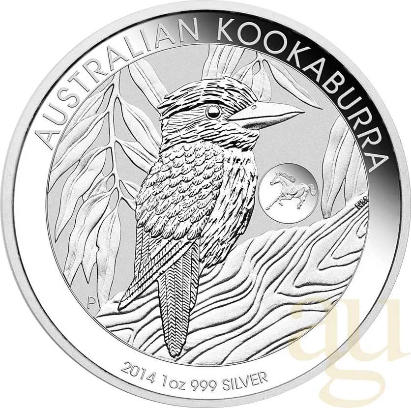 1 Unze Silbermünze Australien Kookaburra 2014 - Privy Mark Pferd
