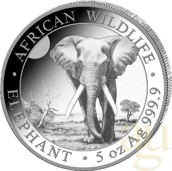 5 Unzen Silbermünze Somalia Elefant 2025
