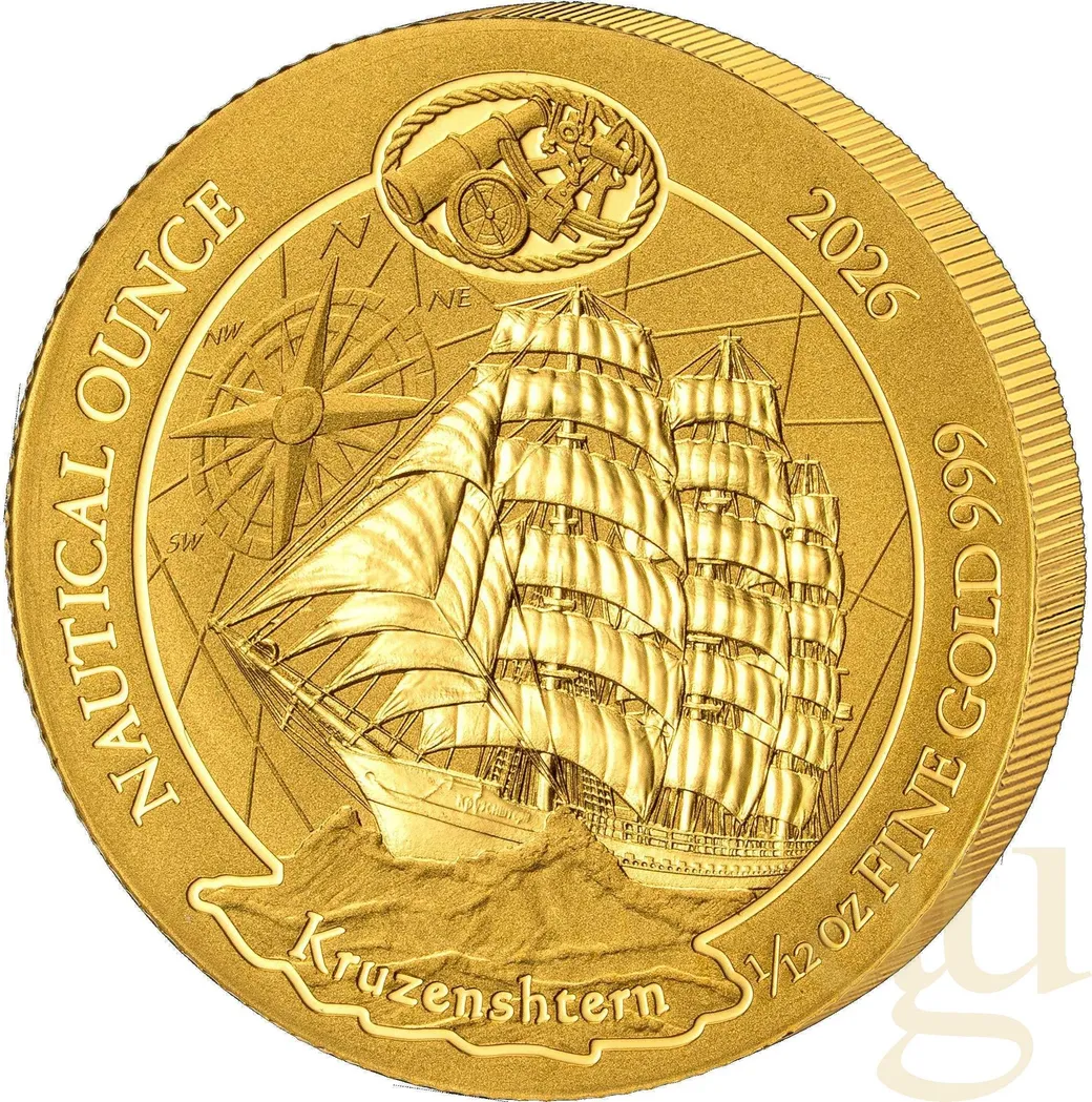 1/12 Unze Goldmünze Ruanda Nautical Serie - Kruzenshtern 2026