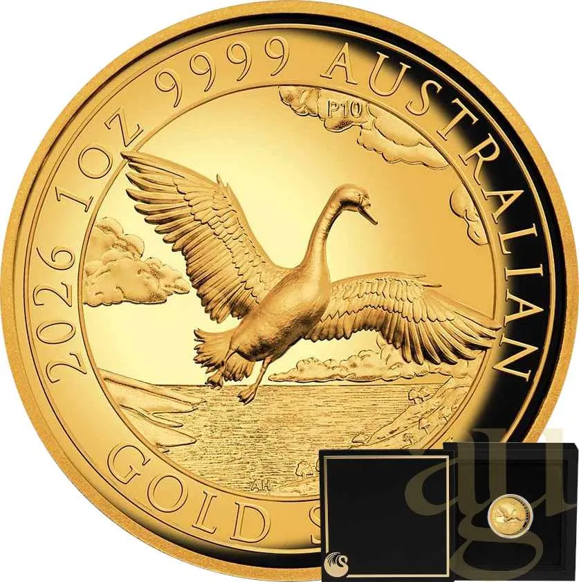 1 Unze Goldmünze Australien Schwan 2026 - High Relief - polierte Platte