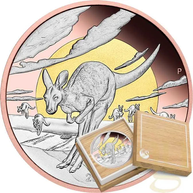 5 Unzen Silbermünze Wonders of Australia - The Outback 2026 - polierte Platte - teilvergoldet