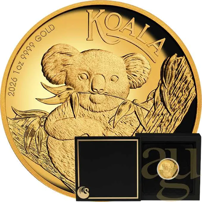 1 Unze Goldmünze Australien Koala 2026 polierte Platte - High Relief