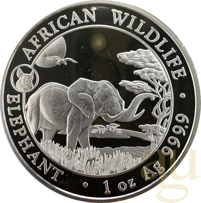 1 Unze Silbermünze Somalia Elefant 2019 Privy Mark Schwein