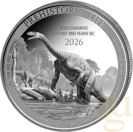 1 Unze Silbermünze Prehistoric Life II - Plateosaurus 2026