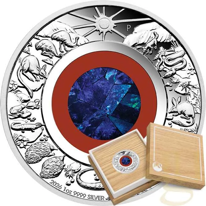 1 Unze Silbermünze Wonders of Australia Opal - The Outback 2026 - polierte Platte