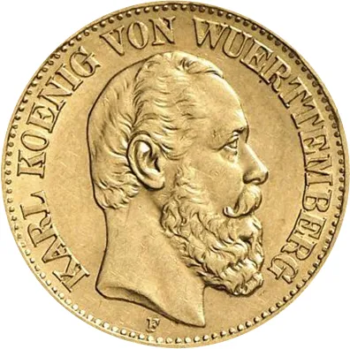 10 Mark Goldmünze Karl König von Württemberg