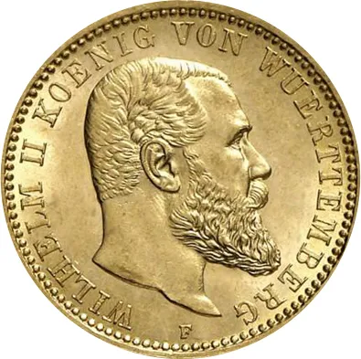 10 Mark Goldmünze Wilhelm II König von Württemberg
