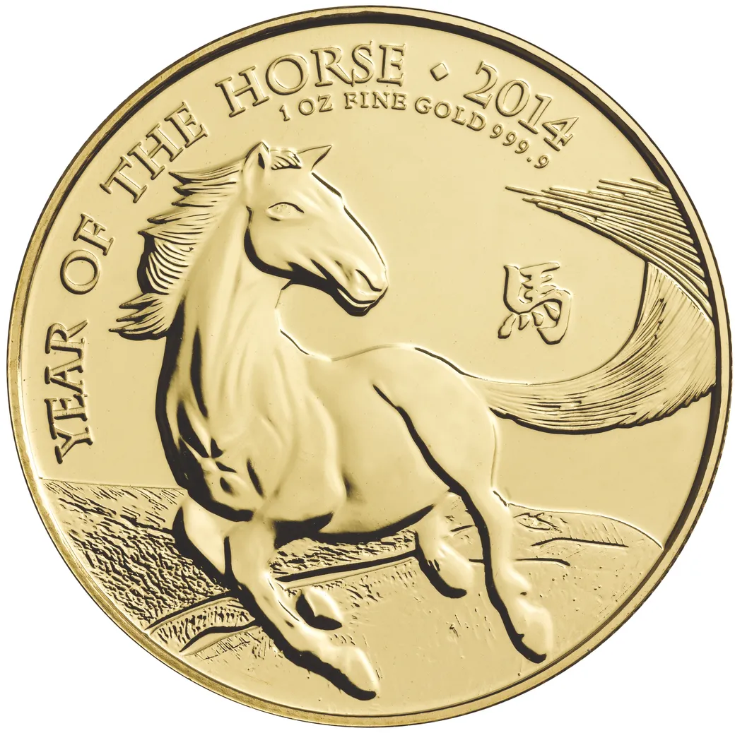 1 Unze Goldmünze Lunar UK Pferd 2014