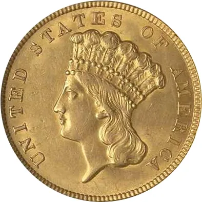 3$ Goldmünze Indian Princess Head 1857