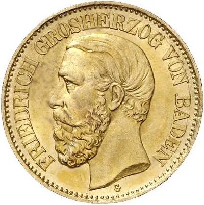 10 Mark Goldmünze Friedrich Grossherzog von Baden J188 (1890-1901)