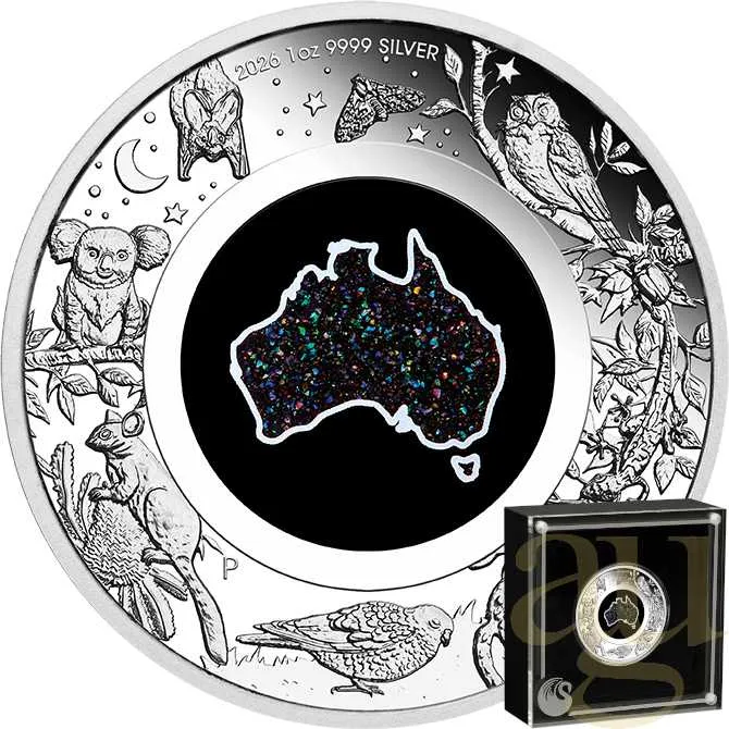 1 Unze Silbermünze Australien Opal Great Southern Land Nocturnal - Matrix 2026 - polierte Platte
