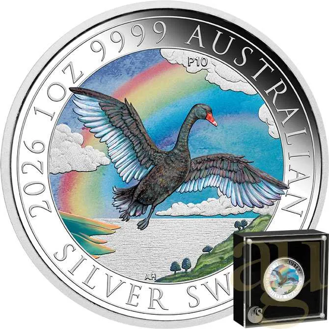 1 Unze Silbermünze Australien Schwan 2026 ANDA Special - coloriert