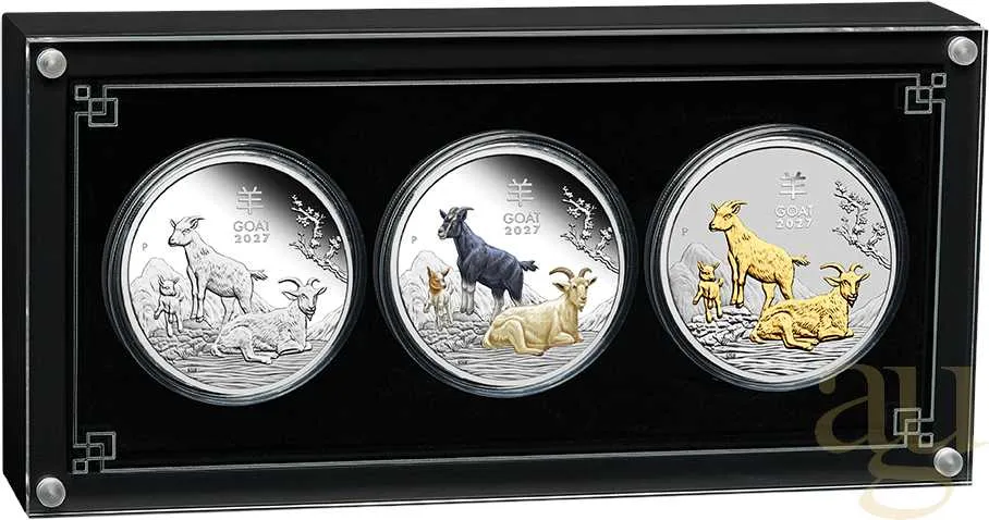 Silbermünze Australien Lunar III Ziege 2027 - Trio Set