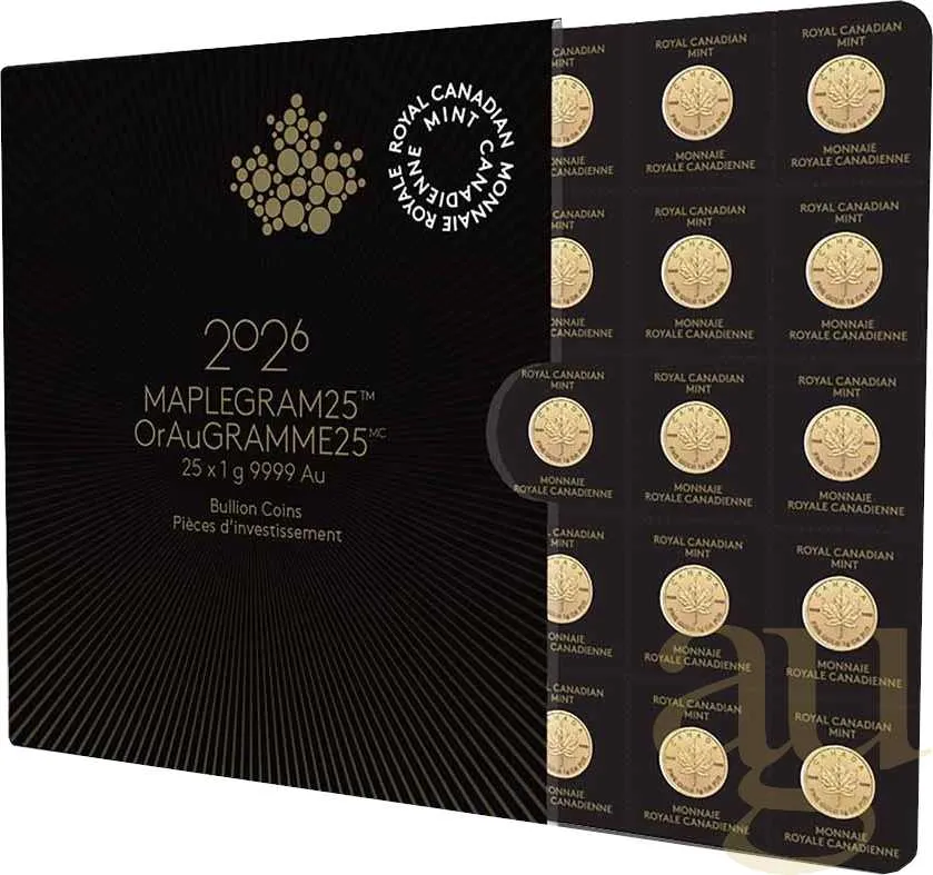 25x 1g Goldmünze Maple Leaf - Maplegram 2026