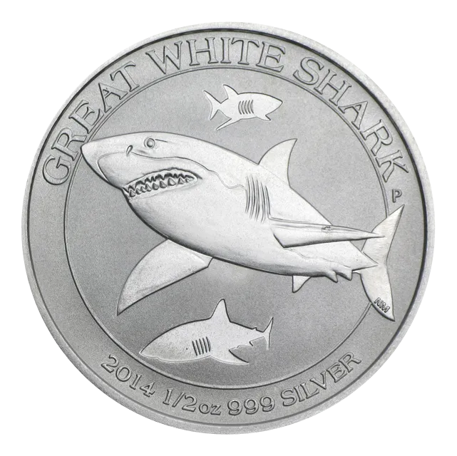 1/2 Unze Silbermünze Australien Great White Shark - weißer Hai - 2014