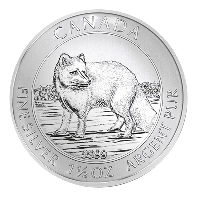 1.5 Unzen Silbermünze Kanada Arctic Fox - Polarfuchs 2014