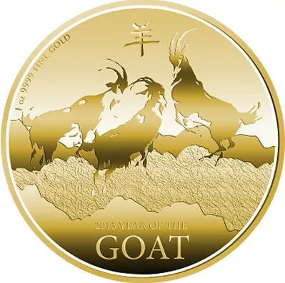 1 Unze Goldmünze Niue Ziege 2015