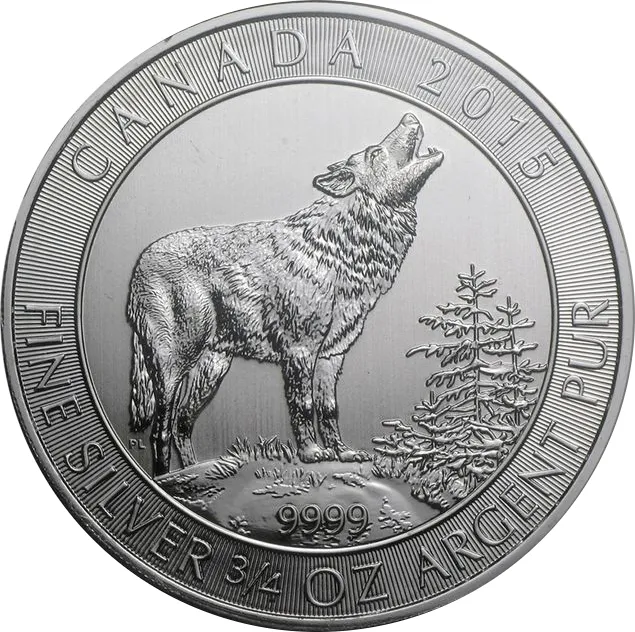 3/4 Unze Silbermünze Kanada - Grauwolf 2015
