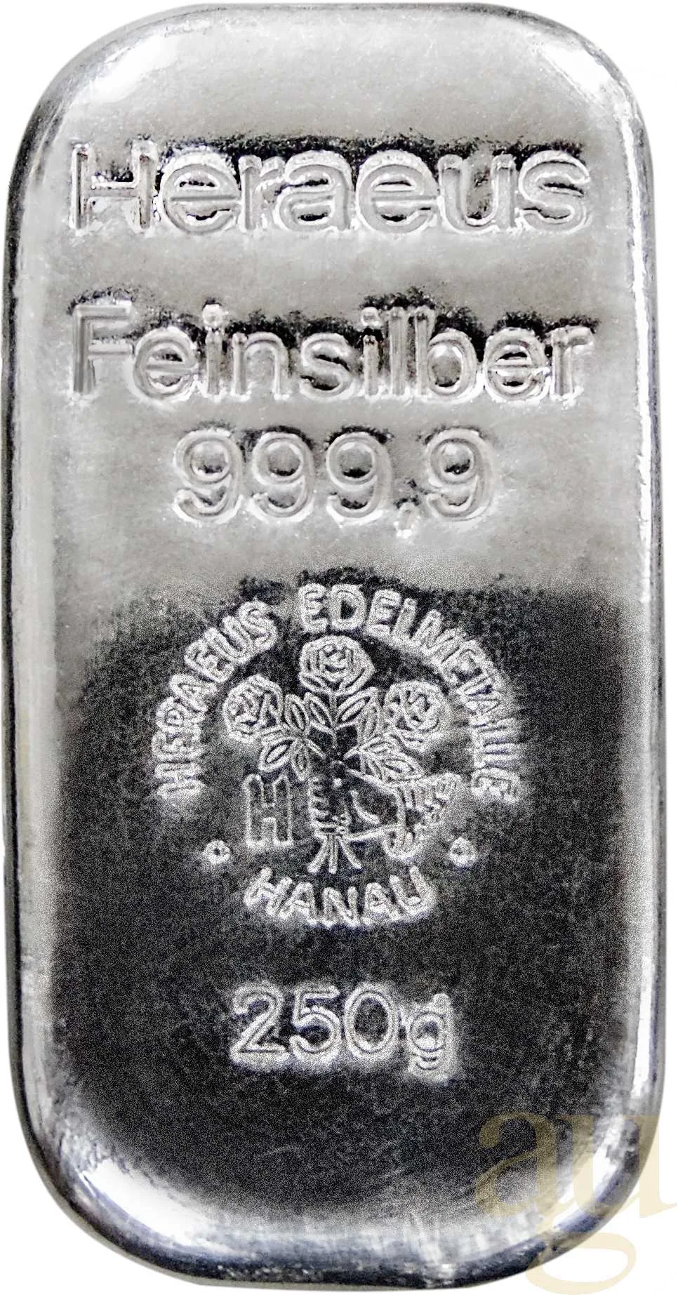 250 Gramm Silberbarren Heraeus gegossen
