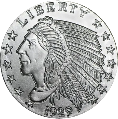 5 Unzen Silber Incuse Indianer Round