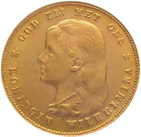 10 Gulden Goldmünze Wilhelmina Jugendportrait 1897