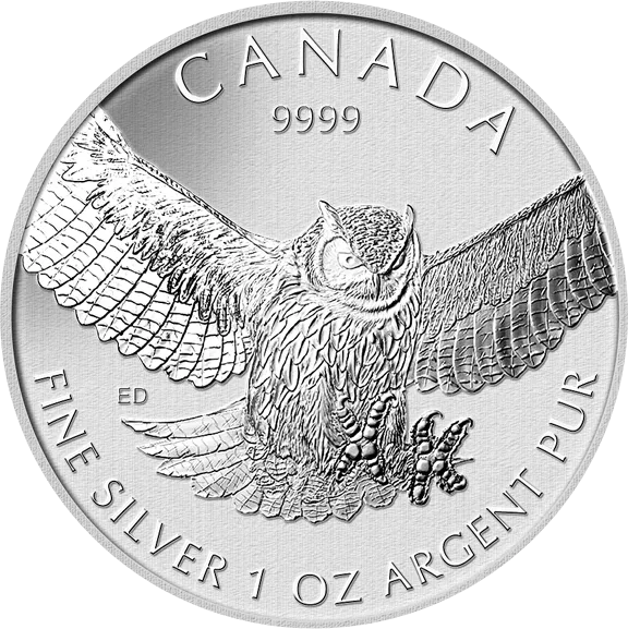 1 Unze Silbermünze Kanada Birds of Prey - Great Horned Owl - Eule 2015