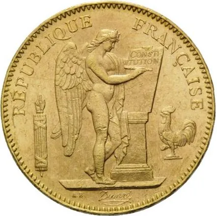 50 Francs Goldmünze Frankreich Genius - stehender Engel