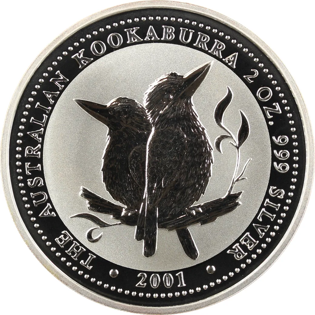 2 Unzen Silbermünze Australien Kookaburra 2001