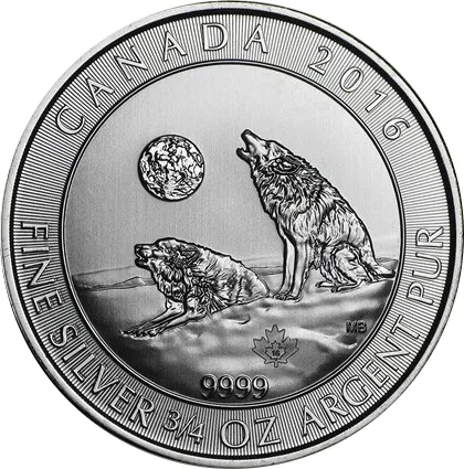 3/4 Unze Silbermünze Kanada - Heulender Wolf 2016