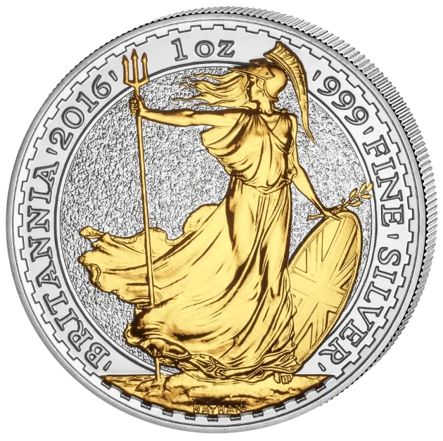 1 Unze Silbermünze Britannia 2016 teilvergoldet