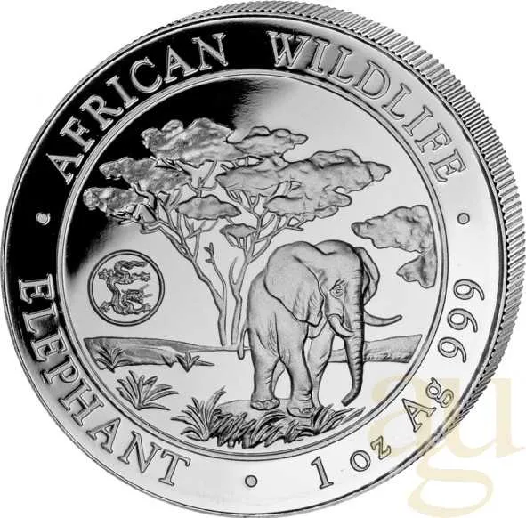 1 Unze Silbermünze Somalia Elefant 2012 Privy Mark Drache