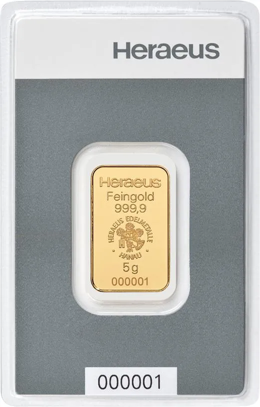 5 Gramm Goldbarren Heraeus