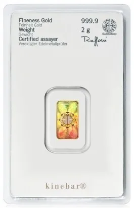 2 Gramm Goldbarren Heraeus Kinebar