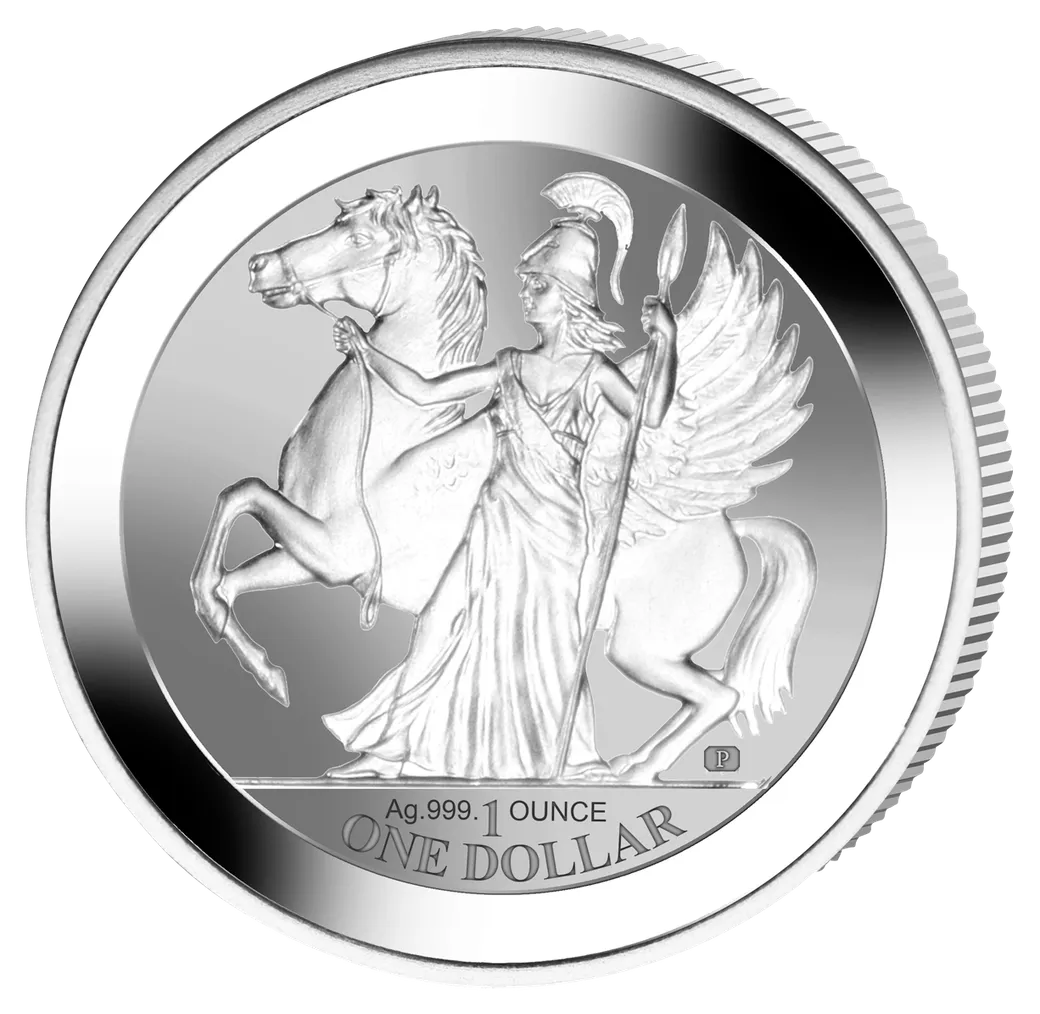 1 Unze Silbermünze Pegasus - Göttin Athene 2017 - Reverse Proof