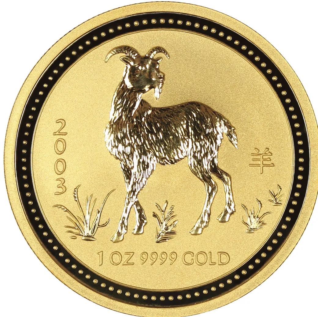 1 Unze Goldmünze Australien Lunar I Ziege 2003