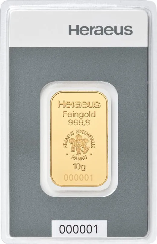10 Gramm Goldbarren Heraeus