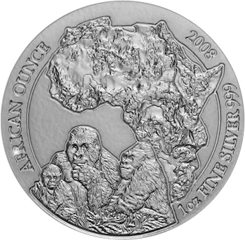1 Unze Silbermünze Ruanda Berggorilla 2008