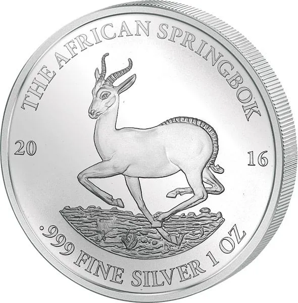 1 Unze Silbermünze Afrika Gabun Springbock 2016