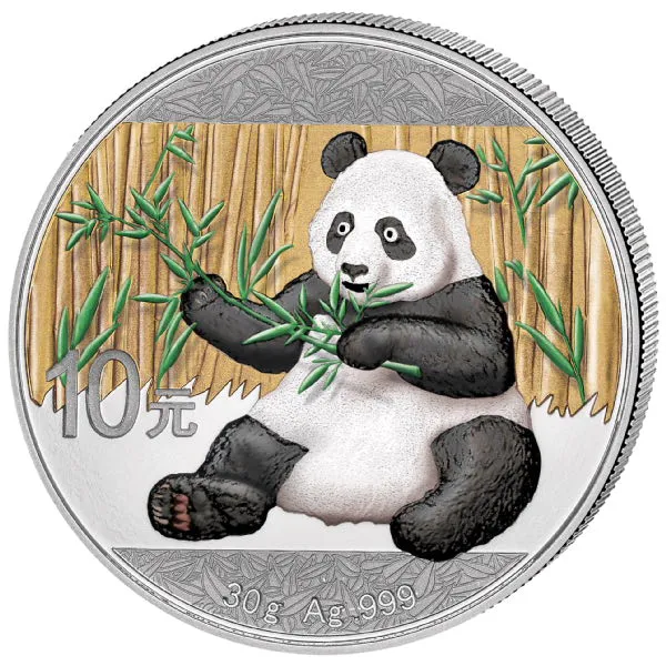 30g Silbermünze China Panda 2017 farbig