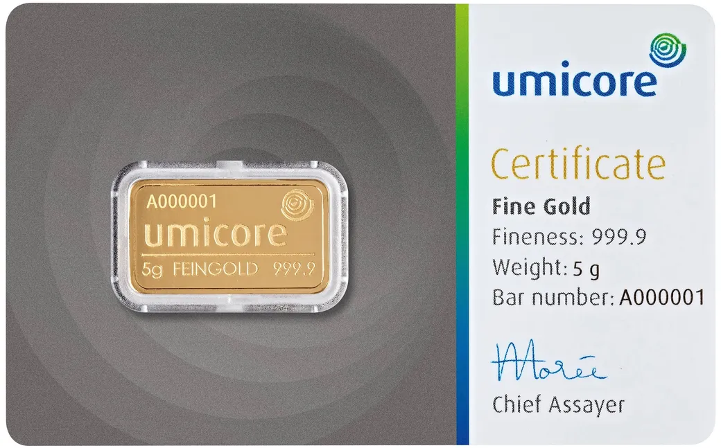 5 Gramm Goldbarren Umicore