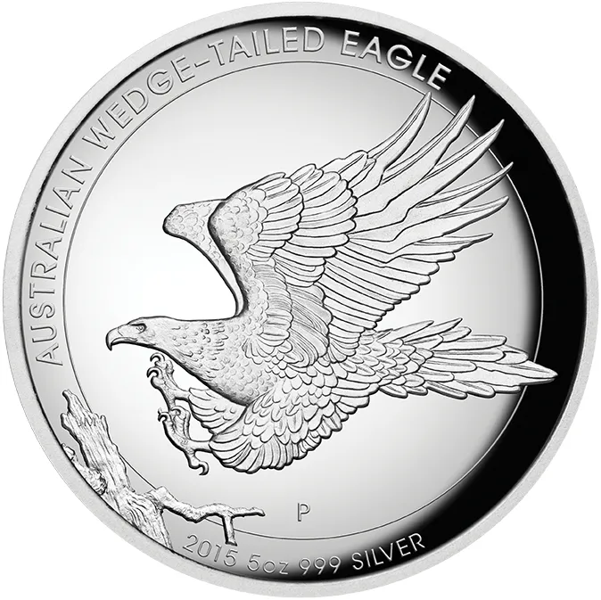5 Unzen Silbermünze Australien Wedge Tailed Eagle 2015 High Relief - polierte Platte