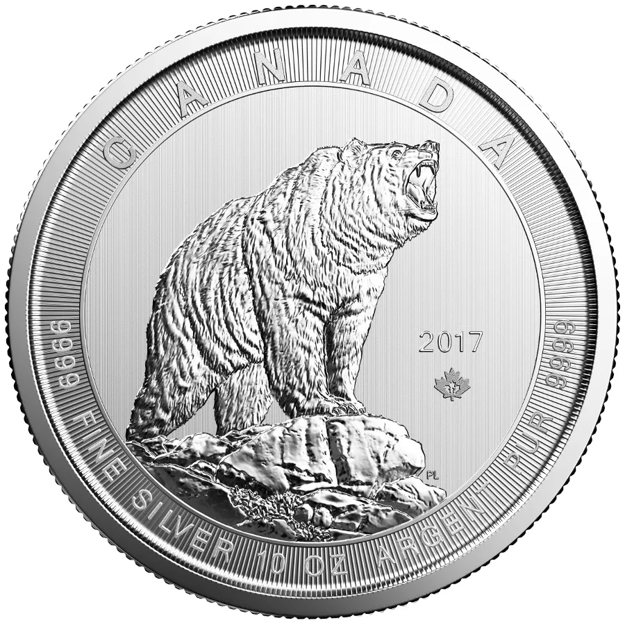 10 Unzen Silbermünze Kanada Grizzly 2017