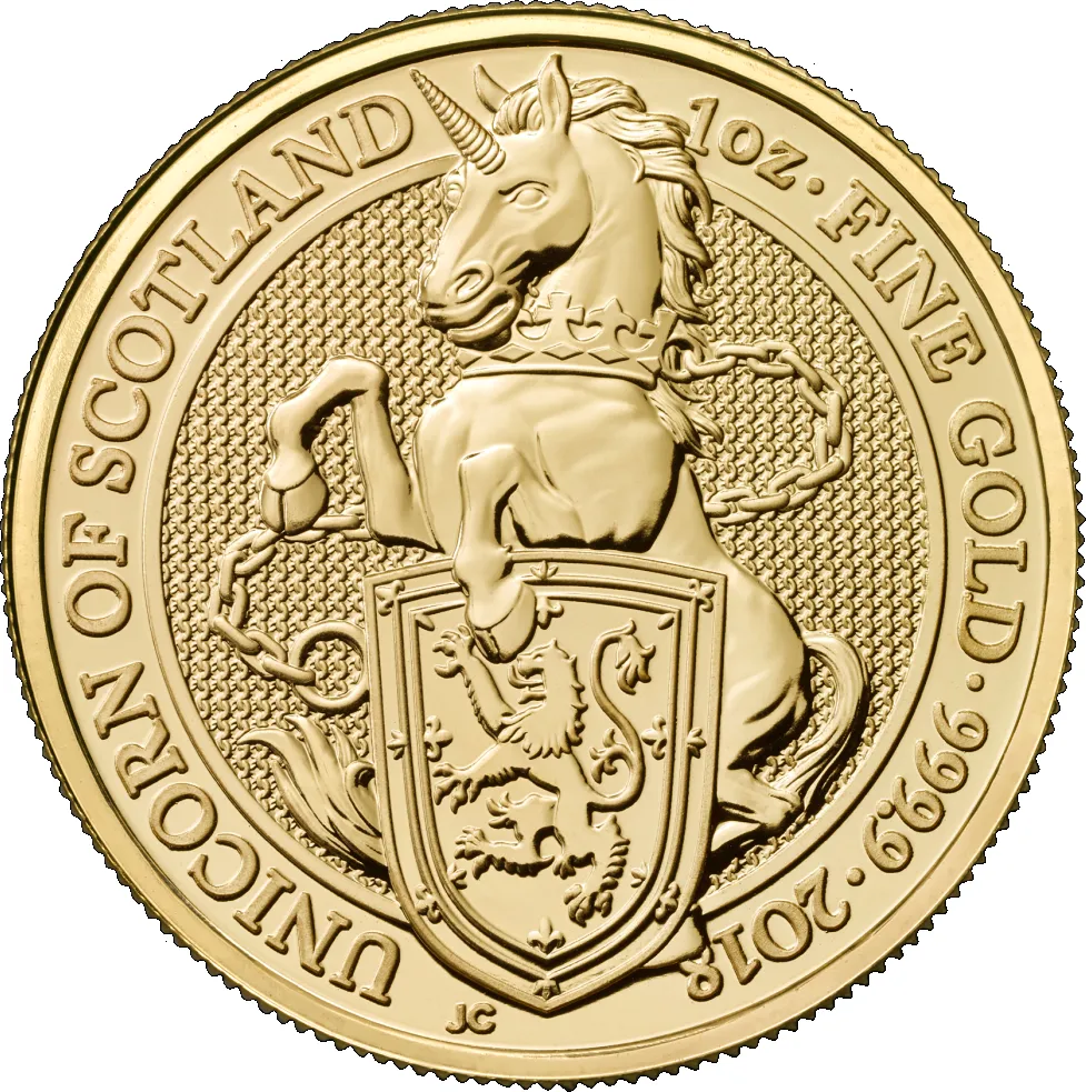 1 Unze Goldmünze Queens Beasts Unicorn 2018