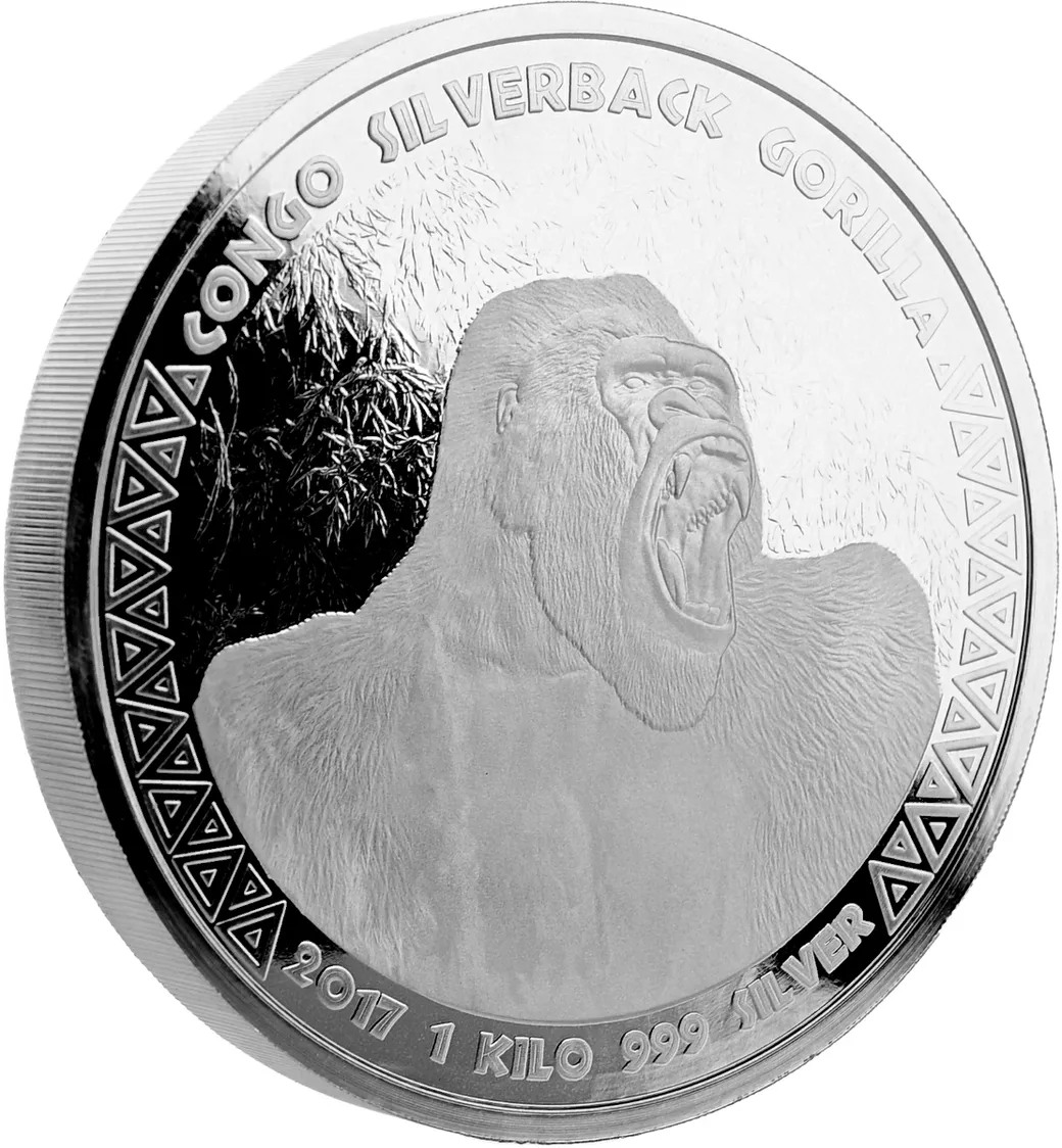 1 Kilogramm Silbermünze Afrika Kongo Silberrücken Gorilla 2017