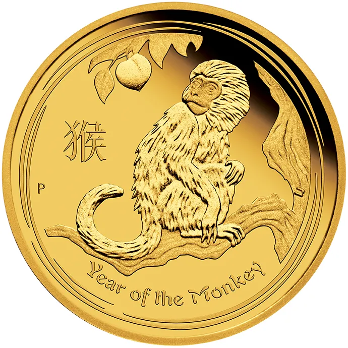 1/4 Unze Goldmünze Australien Lunar II Affe 2016 - polierte Platte